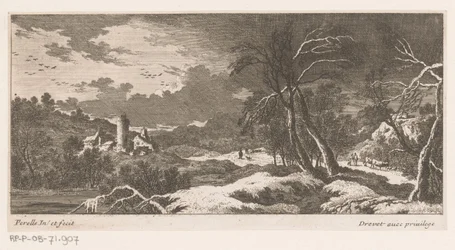 Winterlandschaft mit Häusern und Turm