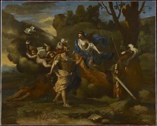 Venus, Mutter des Aeneas, überreicht ihm von Vulkan geschmiedete Waffen, ca. 1635