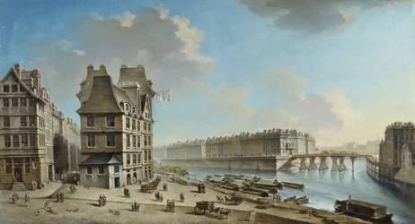 La Grève, die Île Saint-Louis und die Pont Rouge, gesehen vom Place de la Grève, circa 1754