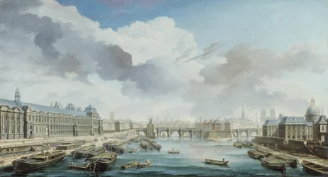 Der Louvre, Pont-Neuf und Collège des Quatre-Nations, jetzt das Institut de France, vom Pont Royal aus gesehen