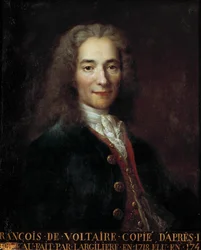 Porträt von Francois Marie Arouet dit Voltaire, französischer Schriftsteller und Philosoph. Kopie von Nicolas De Largilliere