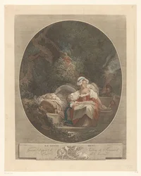 Mutter mit Kindern in einer Landschaft
