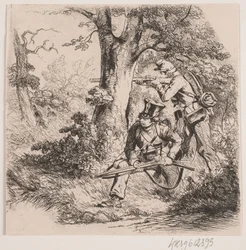 Soldaten in einem Wald. Vorpostengefecht bei Vejle