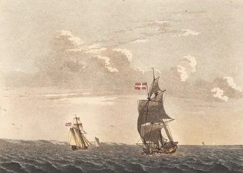Eine Galeasse bei Seitenwind und eine Brigg vor dem Wind