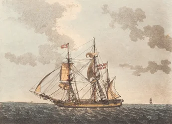 Ein Barken-Schiff sucht einen Hafen