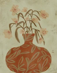 Terrakotta-Vase mit Blüten