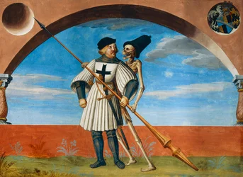 Der Tod und der Deutsche Ritter aus dem Totentanzzyklus von Albrecht Kauw