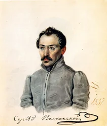 Porträt des Dekabristen Graf Sergey Volkonsky 1788-1865, 1837