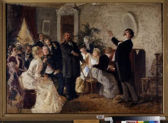 Duo. (Sänger geben ein Konzert in einem privaten Salon)