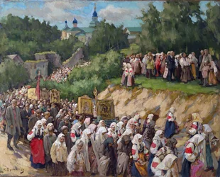 Kreuzprozession im Pskovo-Pechersky Mariä-Entschlafens-Kloster