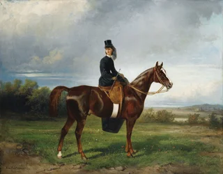 Reiterporträt von Seymourina Poirson, geb. Cuthbertson, 1863