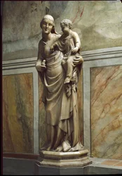 Jungfrau und Kind. Marmorskulptur