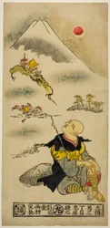 Saigyo Hoshi blickt auf den Berg Fuji