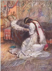 Er fühlte ihre Tränen auf seiner Hand, Illustration aus 