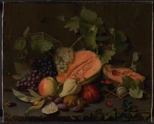 Stillleben mit Melonen und Trauben