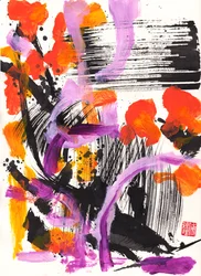 Bach Begegnung Blumen Tintenabstraktion, 2021