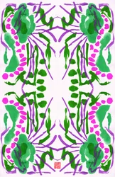 Pfau Grün Rosa Blumenmuster, 2023