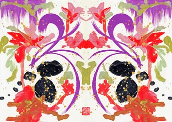 Zen Orange Lila Blumen 1