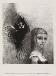 Und ein großer Vogel, der vom Himmel herabsteigt, stürzt sich gegen die höchste Spitze ihres Haares, Platte 3 von 10, 1888