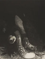 Blumen fallen und der Kopf einer Python erscheint, Platte 5 von 24