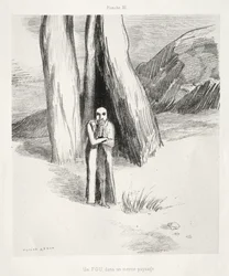 Hommage an Goya: Ein Verrückter in einer düsteren Landschaft, 1885