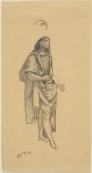 Johannes der Täufer, mit Skizze des Kopfes