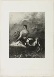 Sirene, die aus den Wellen kommt, in Flammen gekleidet, Platte 4 von 8 aus "Les Origines"