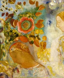 Zwei junge Mädchen unter Blumen, 1912