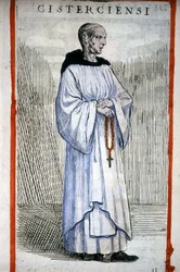 Zisterziensermönch. Gravur von O. Fialetti. 16. Jahrhundert.
