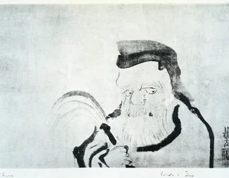 Porträt eines alten Mannes, Zeichnung von Ogata Korin, Tinte auf Seide, japanische Zivilisation, Edo-Zeit