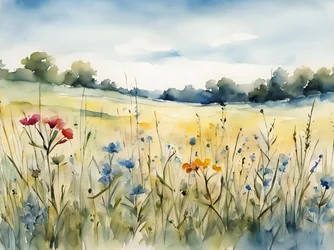 Wildblumenfeld Aquarell
