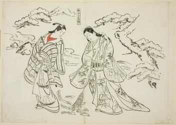Ärmelbrief Takasago (Sodefumi Takasago), Nr. 2 aus einer Serie von 12 Drucken, die Parodien von Theaterstücken darstellen