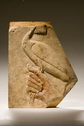 Relieffragment eines Akh-Vogels (Kalkstein)