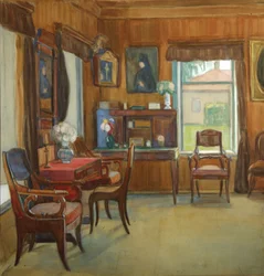 Innenraum im Haus im Dorf Chegodayevo, 1900er Jahre