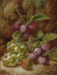 Stillleben mit Pflaumen und Trauben