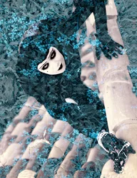 Blaue Diebin, 2023 (digitale Mischtechnik)