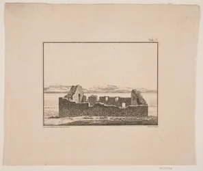 Kirchenruine in Grönland. Illustration zu W.A. Graah. Untersuchungsreise zur Ostküste Grönlands