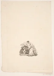 Sitzende Dame und Amorin