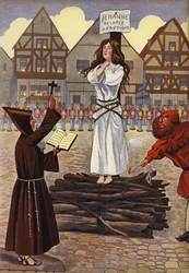 Johanna von Orléans kurz vor ihrer Verbrennung auf dem Scheiterhaufen