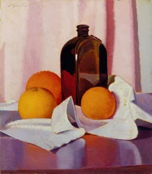 Orangen und Flasche, um 1930-40