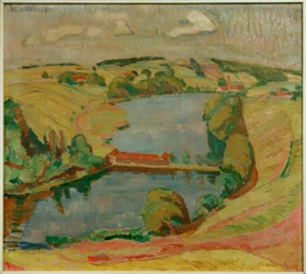 Landschaft bei Ebersberg mit See