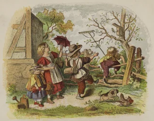 Gruppe von Kindern spielt im Freien