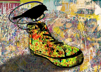 Bunter Sneaker-Vogel