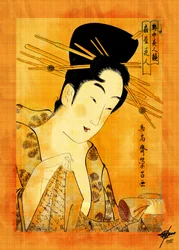 Ukiyo-e Frau beim Lesen