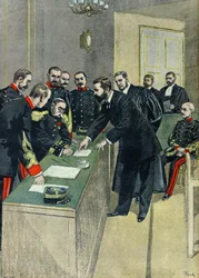 Alphonse Bertillon beim Prozess von Alfred Dreyfus