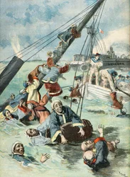 Französische Matrosen retten chinesische Soldaten vor dem Ertrinken