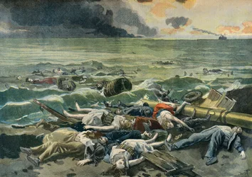 Die Schiffbrüchigen der Le Bourgogne gestrandet auf der Sandinsel bei Halifax