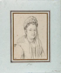 Porträt von Costanza Sforza di Santa Flora, Herzogin von Sora und Ehefrau von Giacomo Boncompagni. Zeichnung von Ottavio Leoni