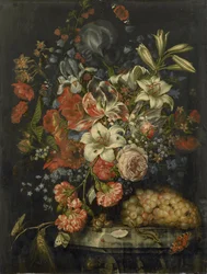 Stillleben mit Blumen und Früchten