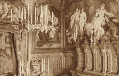 Bayerisches Königsschloss Neuschwanstein, Arbeitszimmer, Bilder der Tannhäuser-Legende